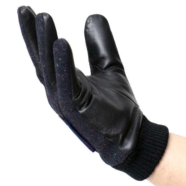  日本の手袋専門ブランド「KURODA(クロダ)」×英国の老舗生地メーカー「MOON(ムーン)」 ブルー ネイビー 青色 メンズ 本革 羊革(ラムスキン) タッチパネル対応 スマホ対応 スマートフォン対応 操作 可能