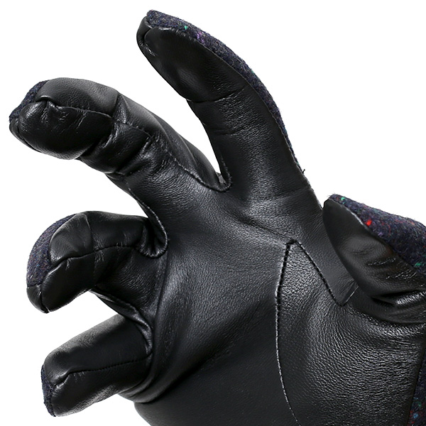  日本の手袋専門ブランド「KURODA(クロダ)」×英国の老舗生地メーカー「MOON(ムーン)」 ブルー ネイビー 青色 メンズ 本革 羊革(ラムスキン) タッチパネル対応 スマホ対応 スマートフォン対応 操作 可能