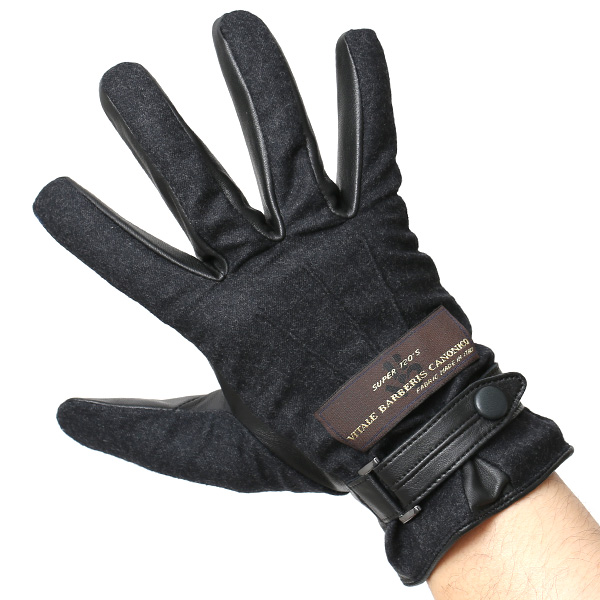  VITALE BARBERIS CANONICO イタリアの名門生地メーカー「カノニコ社」製 メンズ 手袋 ブラック 黒 黒色 本革 羊革(ラムスキン) レザー タッチパネル対応 スマホ対応 スマートフォン対応 操作 可能 KURODA(クロダ)