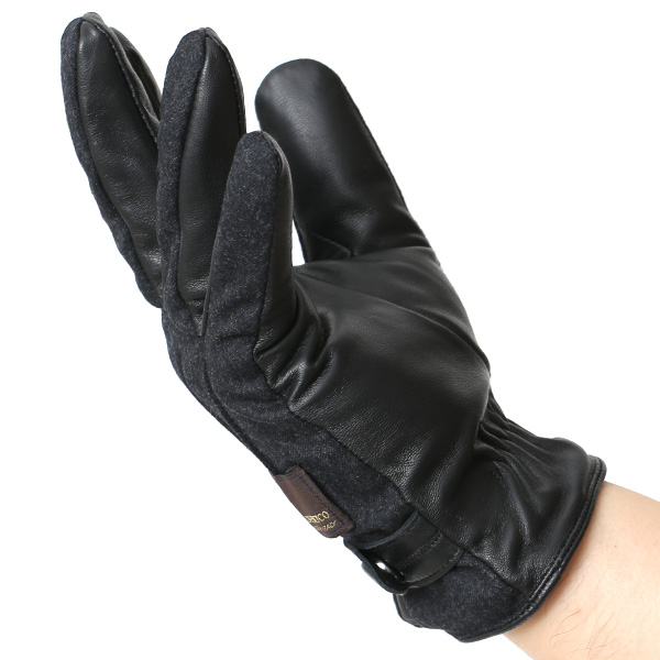  VITALE BARBERIS CANONICO イタリアの名門生地メーカー「カノニコ社」製 メンズ 手袋 ブラック 黒 黒色 本革 羊革(ラムスキン) レザー タッチパネル対応 スマホ対応 スマートフォン対応 操作 可能 KURODA(クロダ)