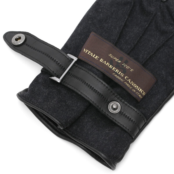  VITALE BARBERIS CANONICO イタリアの名門生地メーカー「カノニコ社」製 メンズ 手袋 ブラック 黒 黒色 本革 羊革(ラムスキン) レザー タッチパネル対応 スマホ対応 スマートフォン対応 操作 可能 KURODA(クロダ)