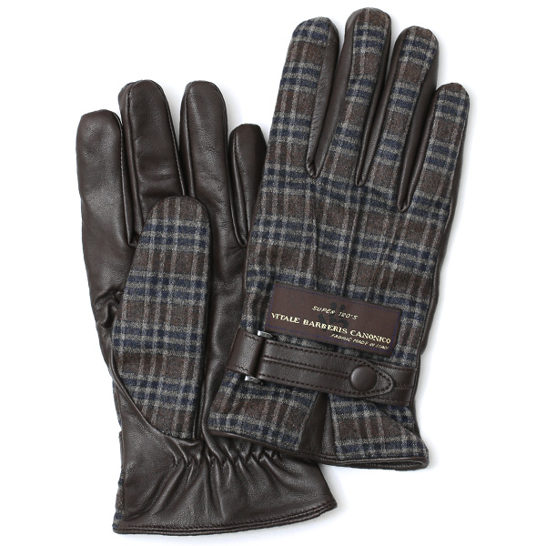 KURODA(クロダ) カノニコ社製ウール生地 手袋 ブラウン/チェック