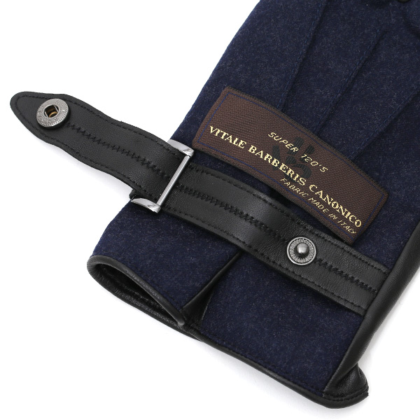  VITALE BARBERIS CANONICO イタリアの名門生地メーカー「カノニコ社」製 メンズ 手袋 ブルー ネイビー 青色 本革 羊革(ラムスキン) レザー タッチパネル対応 スマホ対応 スマートフォン対応 操作 可能 KURODA(クロダ)