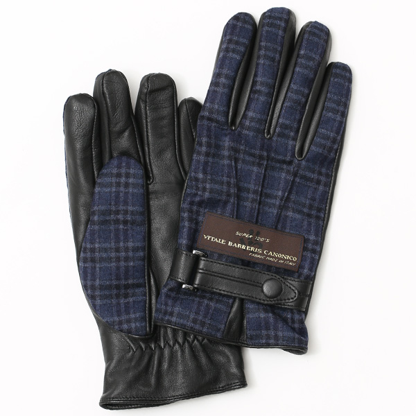 KURODA(クロダ) カノニコ社製ウール生地 手袋 ネイビー/チェック