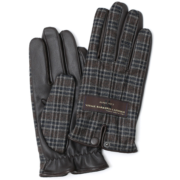 KURODA(クロダ) カノニコ社製ウール生地 手袋 ブラウン/チェック
