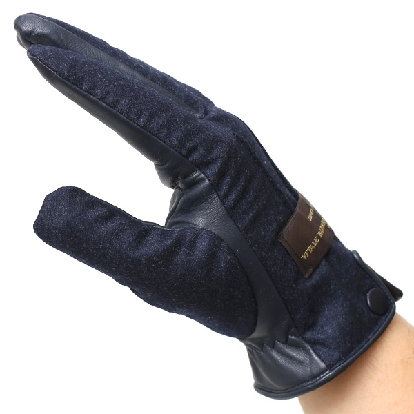  手袋 メンズ レザー 本革 ブルー ネイビー 青色 スマホ対応 グローブ KURODA(クロダ)