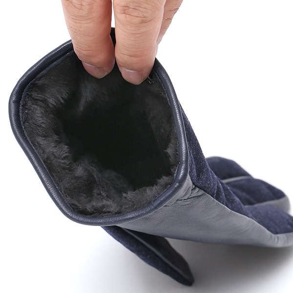  手袋 メンズ レザー 本革 ブルー ネイビー 青色 スマホ対応 グローブ KURODA(クロダ)