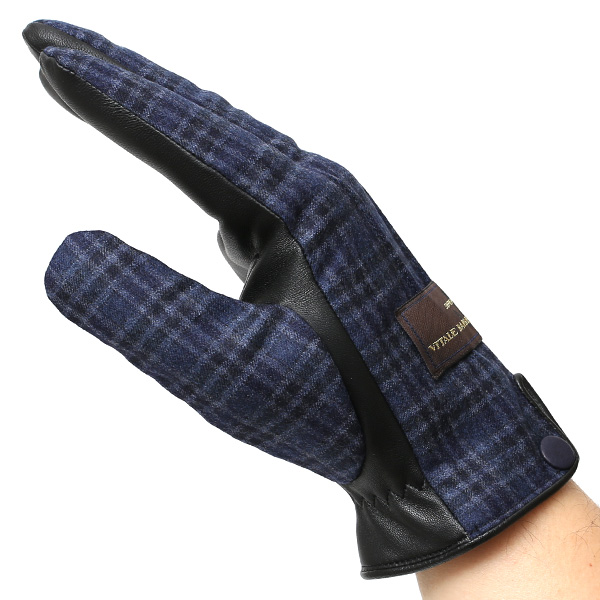  手袋 メンズ レザー 本革 ブルー ネイビー 青色 スマホ対応 グローブ KURODA(クロダ)