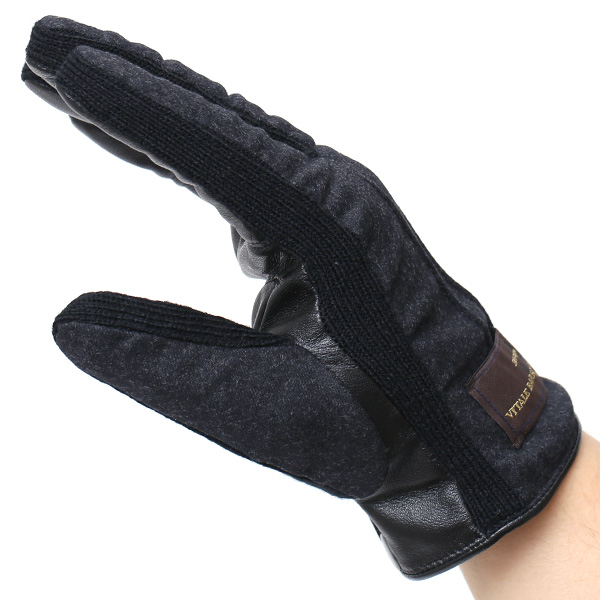  KURODA(クロダ) 日本製/スマホ対応/本革手袋 イタリアの名門「カノニコ社」ウール使用 ダークグレー グレー グレイ 灰色 メンズ レザー グローブ タッチパネル対応 スマホ対応 スマートフォン対応 羊革(ラムスキン) KURODA(クロダ)