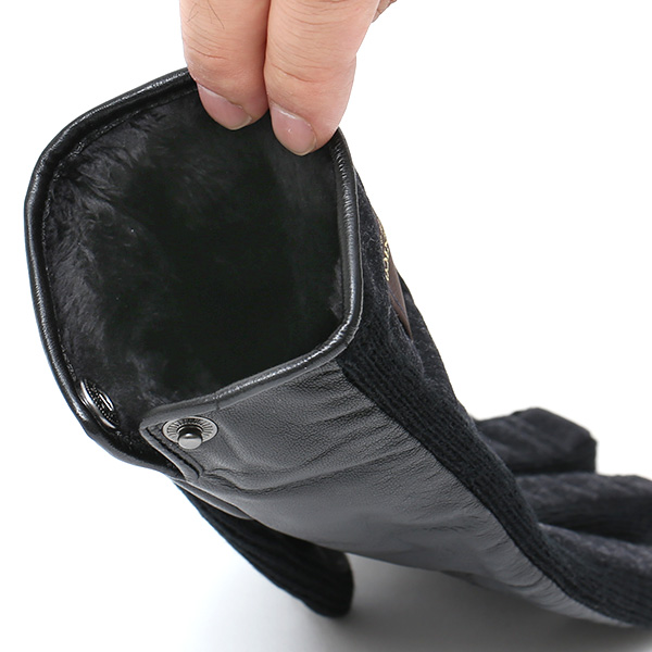  KURODA(クロダ) 日本製/スマホ対応/本革手袋 イタリアの名門「カノニコ社」ウール使用 ダークグレー グレー グレイ 灰色 メンズ レザー グローブ タッチパネル対応 スマホ対応 スマートフォン対応 羊革(ラムスキン) KURODA(クロダ)