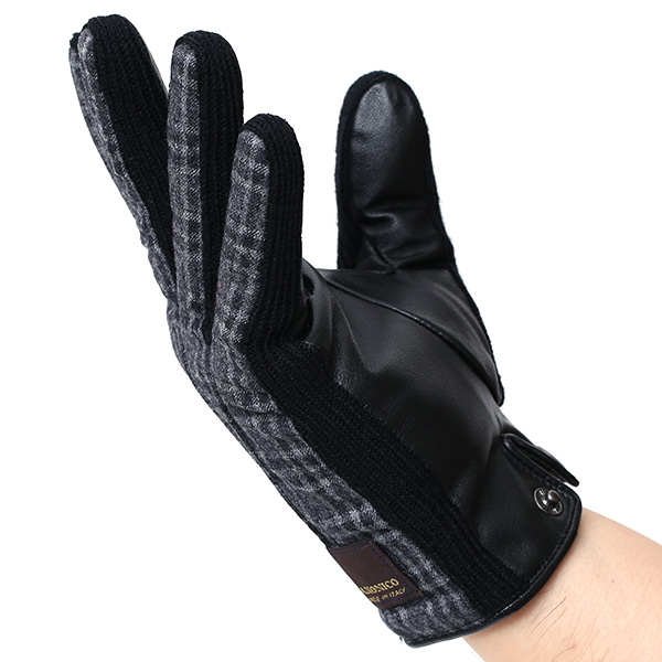  KURODA(クロダ) 日本製/スマホ対応/本革手袋 イタリアの名門「カノニコ社」ウール使用 グレー グレイ 灰色 メンズ レザー グローブ タッチパネル対応 スマホ対応 スマートフォン対応 羊革(ラムスキン) KURODA(クロダ)