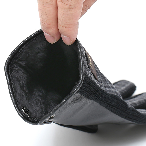  KURODA(クロダ) 日本製/スマホ対応/本革手袋 イタリアの名門「カノニコ社」ウール使用 グレー グレイ 灰色 メンズ レザー グローブ タッチパネル対応 スマホ対応 スマートフォン対応 羊革(ラムスキン) KURODA(クロダ)