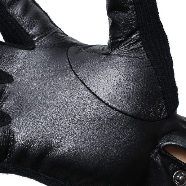  KURODA(クロダ) 日本製/スマホ対応/本革手袋 イタリアの名門「カノニコ社」ウール使用 ブルー ネイビー 青色 メンズ レザー グローブ タッチパネル対応 スマホ対応 スマートフォン対応 羊革(ラムスキン) KURODA(クロダ)