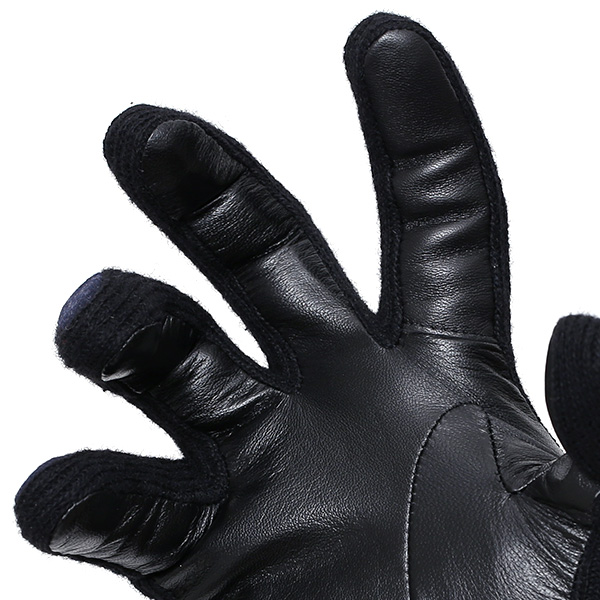  KURODA(クロダ) 日本製/スマホ対応/本革手袋 イタリアの名門「カノニコ社」ウール使用 ブルー ネイビー 青色 メンズ レザー グローブ タッチパネル対応 スマホ対応 スマートフォン対応 羊革(ラムスキン) KURODA(クロダ)