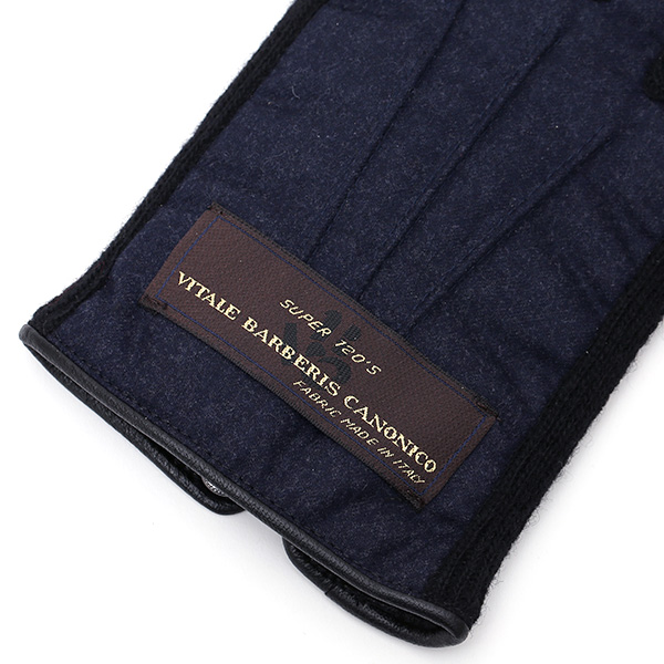  KURODA(クロダ) 日本製/スマホ対応/本革手袋 イタリアの名門「カノニコ社」ウール使用 ブルー ネイビー 青色 メンズ レザー グローブ タッチパネル対応 スマホ対応 スマートフォン対応 羊革(ラムスキン) KURODA(クロダ)