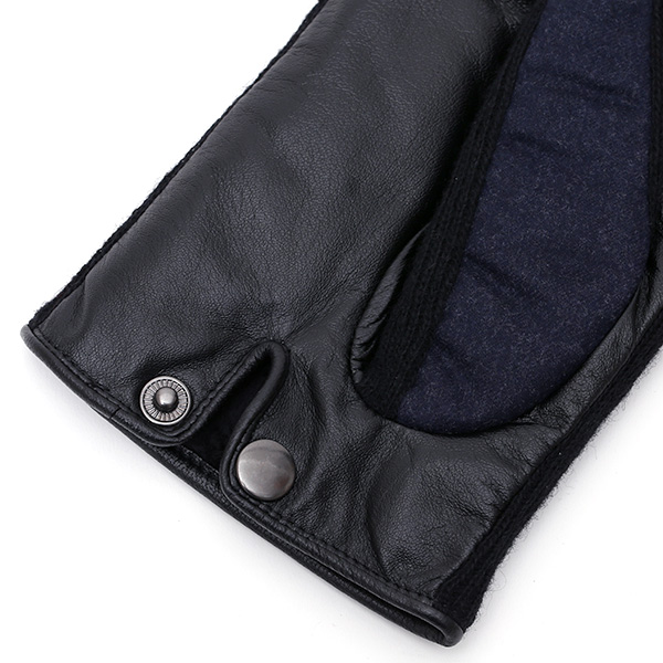  KURODA(クロダ) 日本製/スマホ対応/本革手袋 イタリアの名門「カノニコ社」ウール使用 ブルー ネイビー 青色 メンズ レザー グローブ タッチパネル対応 スマホ対応 スマートフォン対応 羊革(ラムスキン) KURODA(クロダ)