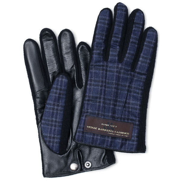 KURODA(クロダ) カノニコ社製ウール生地 手袋 ネイビー/チェック