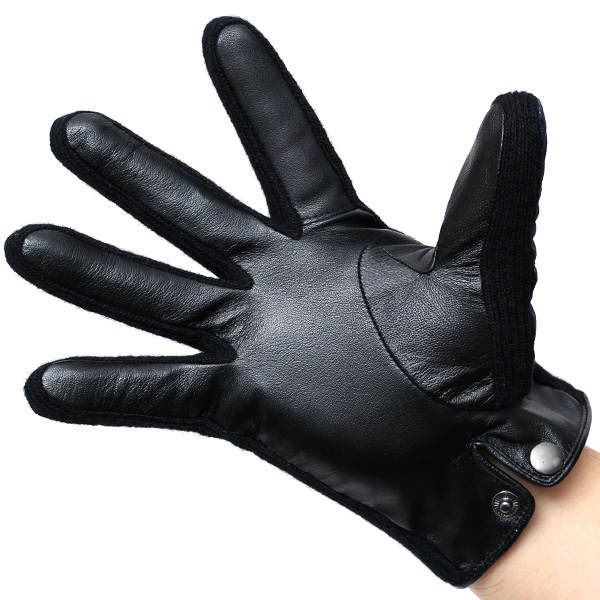  KURODA(クロダ) 日本製/スマホ対応/本革手袋 イタリアの名門「カノニコ社」ウール使用 ブルー ネイビー 青色 メンズ レザー グローブ タッチパネル対応 スマホ対応 スマートフォン対応 羊革(ラムスキン) KURODA(クロダ)