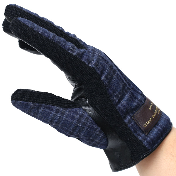  KURODA(クロダ) 日本製/スマホ対応/本革手袋 イタリアの名門「カノニコ社」ウール使用 ブルー ネイビー 青色 メンズ レザー グローブ タッチパネル対応 スマホ対応 スマートフォン対応 羊革(ラムスキン) KURODA(クロダ)