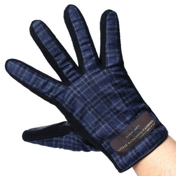  KURODA(クロダ) 日本製/スマホ対応/本革手袋 イタリアの名門「カノニコ社」ウール使用 ブルー ネイビー 青色 メンズ レザー グローブ タッチパネル対応 スマホ対応 スマートフォン対応 羊革(ラムスキン) KURODA(クロダ)