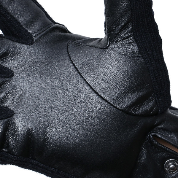  KURODA(クロダ) 日本製/スマホ対応/本革手袋 イタリアの名門「カノニコ社」ウール使用 ブルー ネイビー 青色 メンズ レザー グローブ タッチパネル対応 スマホ対応 スマートフォン対応 羊革(ラムスキン) KURODA(クロダ)