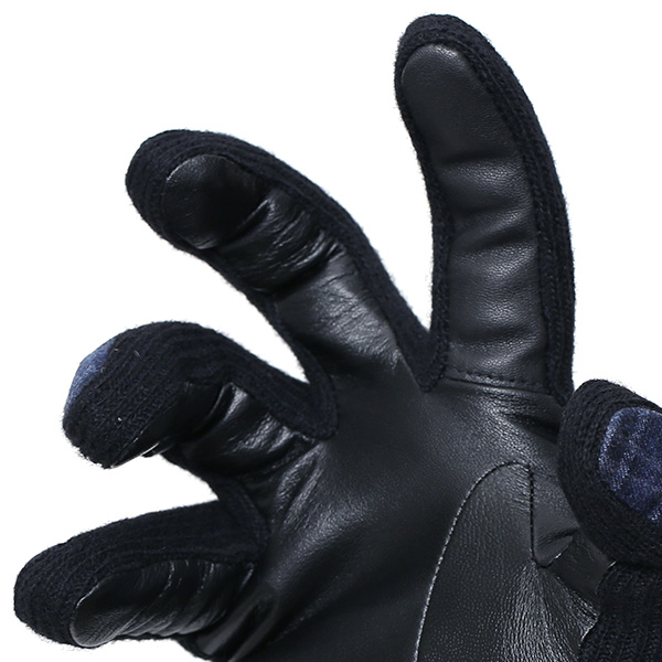  KURODA(クロダ) 日本製/スマホ対応/本革手袋 イタリアの名門「カノニコ社」ウール使用 ブルー ネイビー 青色 メンズ レザー グローブ タッチパネル対応 スマホ対応 スマートフォン対応 羊革(ラムスキン) KURODA(クロダ)