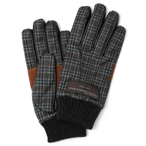 KURODA(クロダ) カノニコ社製ウール生地 手袋 ブラウン/チェック