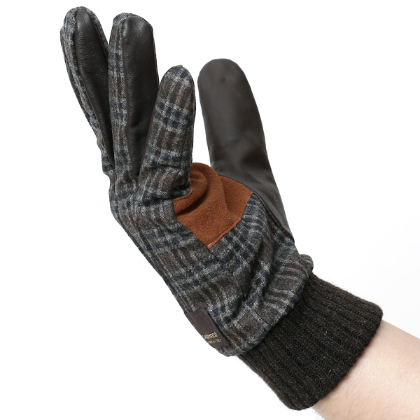  手袋 メンズ レザー 本革 スマホ対応 ブラウン 茶 茶色 スマートフォン対応 タッチパネル対応 操作 可能 羊革(ラムスキン) ゴートスエード(ヤギ革) グローブ おしゃれ 可愛い 人気 ブランド てぶくろ KURODA(クロダ)