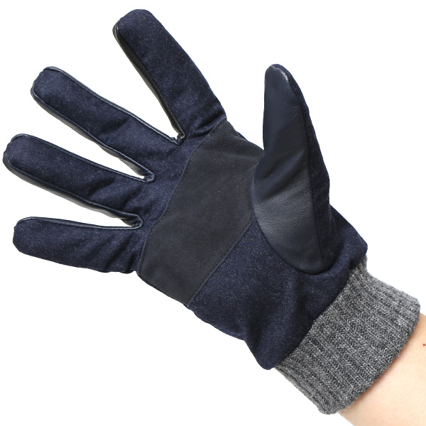  手袋 メンズ レザー 本革 スマホ対応 ブルー ネイビー 青色 スマートフォン対応 タッチパネル対応 操作 可能 羊革(ラムスキン) ゴートスエード(ヤギ革) グローブ おしゃれ 可愛い 人気 ブランド てぶくろ KURODA(クロダ)