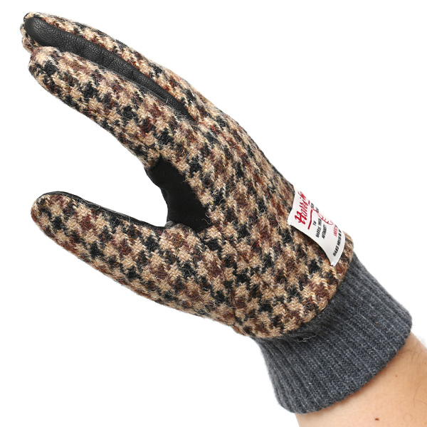  Harris Tweed(ハリスツイード)×日本の手袋専門ブランド「KURODA(クロダ)」 本革/スマホ対応 ブラウン 茶 茶色 メンズ レザー グローブ スマートフォン対応 タッチパネル対応 操作 可能 羊革(ラムスキン)