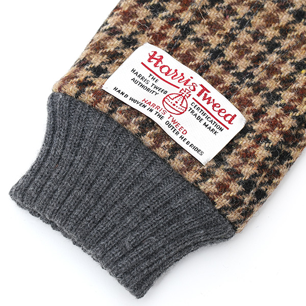  Harris Tweed(ハリスツイード)×日本の手袋専門ブランド「KURODA(クロダ)」 本革/スマホ対応 ブラウン 茶 茶色 メンズ レザー グローブ スマートフォン対応 タッチパネル対応 操作 可能 羊革(ラムスキン)