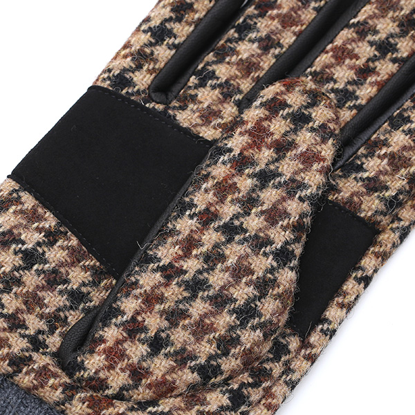  Harris Tweed(ハリスツイード)×日本の手袋専門ブランド「KURODA(クロダ)」 本革/スマホ対応 ブラウン 茶 茶色 メンズ レザー グローブ スマートフォン対応 タッチパネル対応 操作 可能 羊革(ラムスキン)