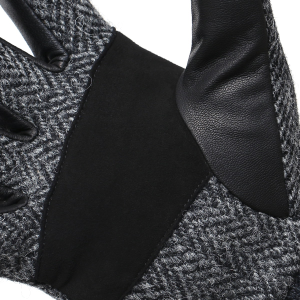  Harris Tweed(ハリスツイード)×日本の手袋専門ブランド「KURODA(クロダ)」 本革/スマホ対応 グレー グレイ 灰色 メンズ レザー グローブ スマートフォン対応 タッチパネル対応 操作 可能 羊革(ラムスキン)
