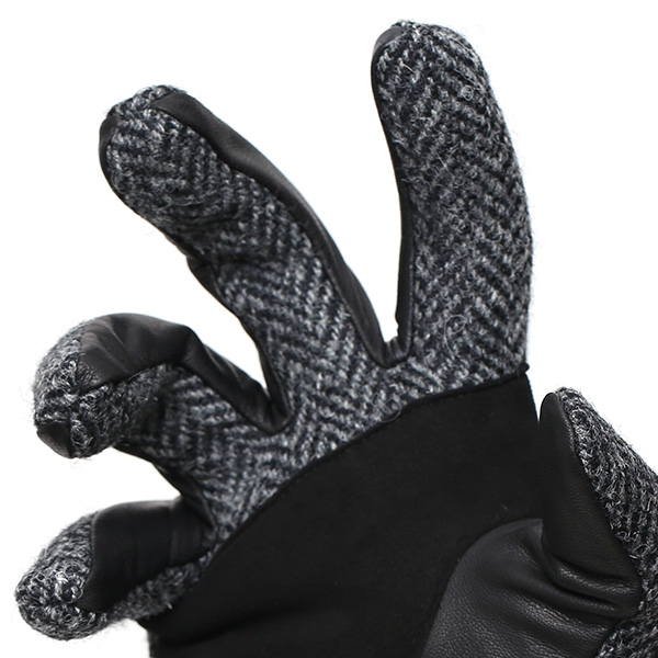  Harris Tweed(ハリスツイード)×日本の手袋専門ブランド「KURODA(クロダ)」 本革/スマホ対応 グレー グレイ 灰色 メンズ レザー グローブ スマートフォン対応 タッチパネル対応 操作 可能 羊革(ラムスキン)