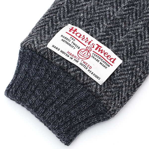  Harris Tweed(ハリスツイード)×日本の手袋専門ブランド「KURODA(クロダ)」 本革/スマホ対応 グレー グレイ 灰色 メンズ レザー グローブ スマートフォン対応 タッチパネル対応 操作 可能 羊革(ラムスキン)