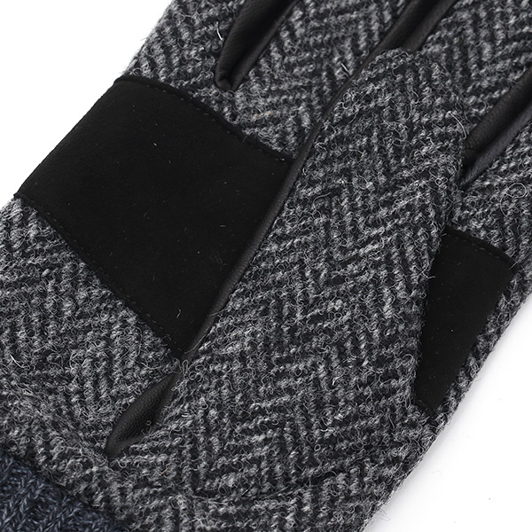 Harris Tweed(ハリスツイード)×日本の手袋専門ブランド「KURODA(クロダ)」 本革/スマホ対応 グレー グレイ 灰色 メンズ レザー グローブ スマートフォン対応 タッチパネル対応 操作 可能 羊革(ラムスキン)