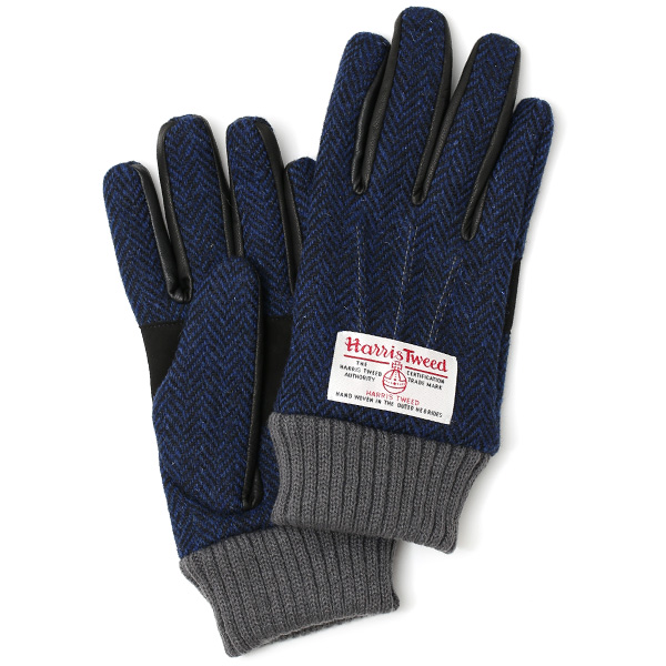 KURODA(クロダ) ハリスツイード 羊革(ラムスキン) 手袋 ネイビー