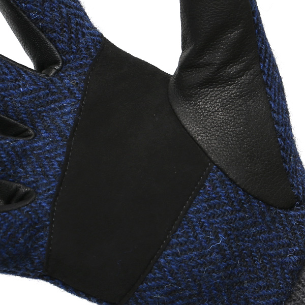  Harris Tweed(ハリスツイード)×日本の手袋専門ブランド「KURODA(クロダ)」 本革/スマホ対応 ブルー ネイビー 青色 メンズ レザー グローブ スマートフォン対応 タッチパネル対応 操作 可能 羊革(ラムスキン)