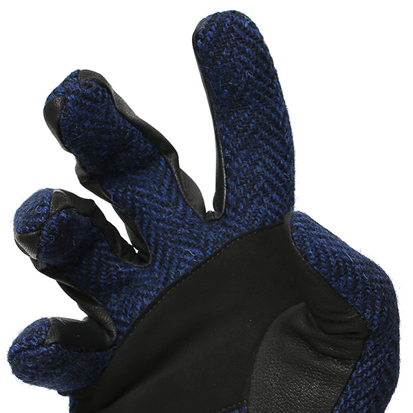  Harris Tweed(ハリスツイード)×日本の手袋専門ブランド「KURODA(クロダ)」 本革/スマホ対応 ブルー ネイビー 青色 メンズ レザー グローブ スマートフォン対応 タッチパネル対応 操作 可能 羊革(ラムスキン)