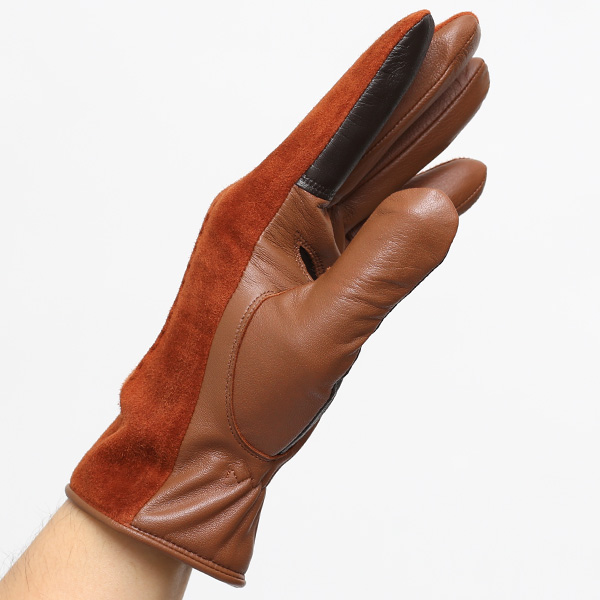 KURODA(クロダ) 革手袋 日本製 ブランド メンズ スマホ対応 本革 カシミヤ混裏地 キャメル ブラウン 茶 茶色 レザー スエード スウェード グローブ 男性 男 プレゼント クリスマス ギフト 30代 40代 50代 おしゃれ 高級 大人 皮 てぶくろ 日本