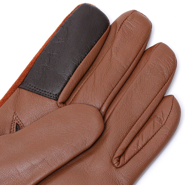 KURODA(クロダ) 革手袋 日本製 ブランド メンズ スマホ対応 本革 カシミヤ混裏地 キャメル ブラウン 茶 茶色 レザー スエード スウェード グローブ 男性 男 プレゼント クリスマス ギフト 30代 40代 50代 おしゃれ 高級 大人 皮 てぶくろ 日本