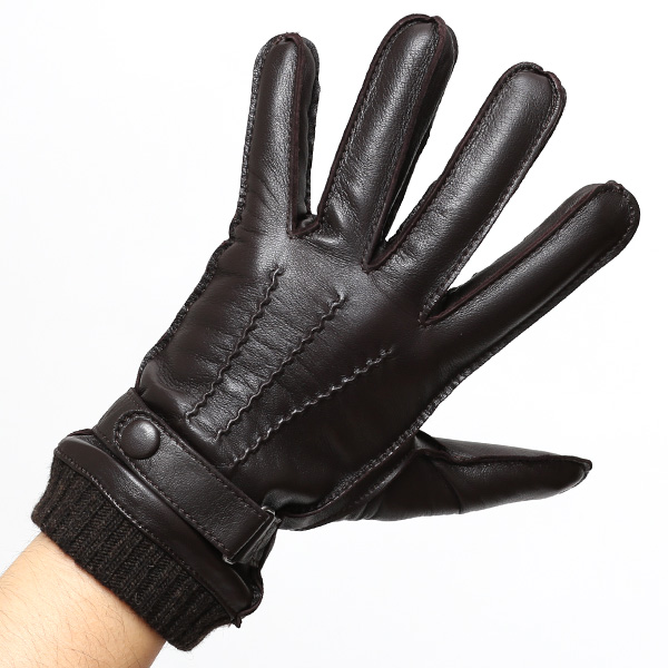 手袋 メンズ 本革 レザー カシミヤ混裏地 ブランド スマホ対応 ダークブラウン ブラウン 茶 茶色 男性 男 プレゼント クリスマス ギフト 贈り物 おしゃれ 高級 大人 タッチパネル スマートフォン対応 操作 可能 KURODA(クロダ)