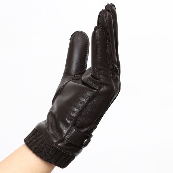 手袋 メンズ 本革 レザー カシミヤ混裏地 ブランド スマホ対応 ダークブラウン ブラウン 茶 茶色 男性 男 プレゼント クリスマス ギフト 贈り物 おしゃれ 高級 大人 タッチパネル スマートフォン対応 操作 可能 KURODA(クロダ)