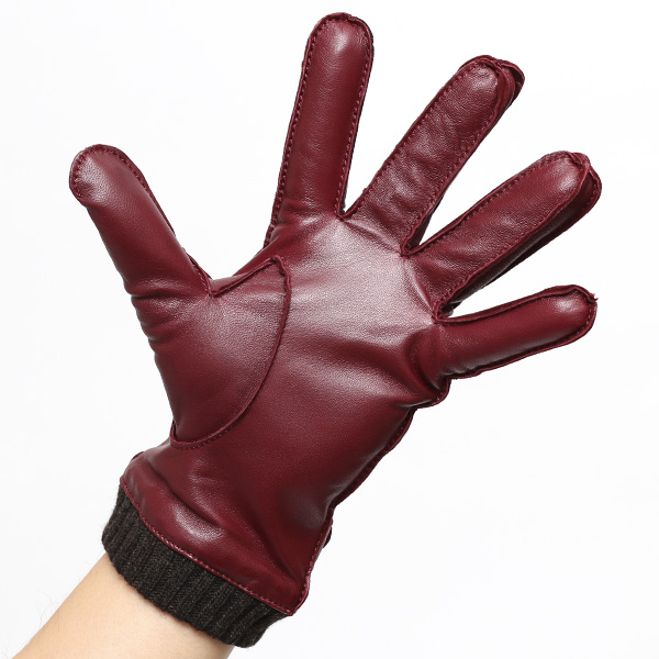  手袋 メンズ 本革 レザー カシミヤ混裏地 ブランド スマホ対応 ワイン レッド ワイン 赤色 男性 男 プレゼント クリスマス ギフト 贈り物 おしゃれ 高級 大人 タッチパネル スマートフォン対応 操作 可能 KURODA(クロダ)