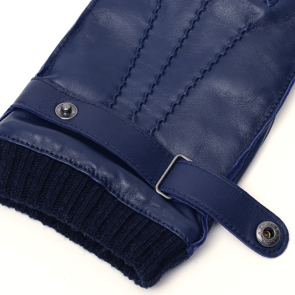  手袋 メンズ 本革 レザー カシミヤ混裏地 ブランド スマホ対応 ブルー ネイビー 青色 男性 男 プレゼント クリスマス ギフト 贈り物 おしゃれ 高級 大人 タッチパネル スマートフォン対応 操作 可能 KURODA(クロダ)