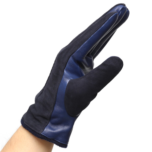  【スマホ対応】 KURODA(クロダ) 革手袋 メンズ 本革 カシミヤ混裏地 ブルー ネイビー 青色 ビジネス フォーマル カジュアル 高級 ブランド 大人 オシャレ カシミア混 ヤギ革 プレゼント クリスマス ギフト