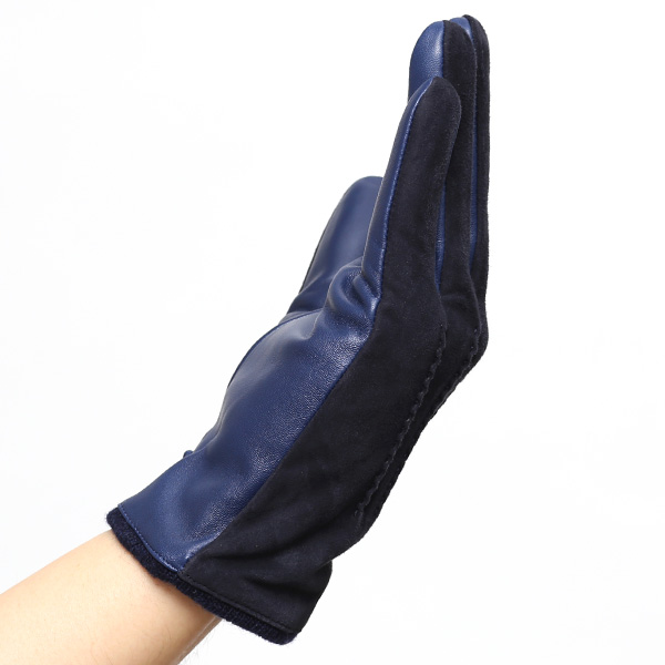  【スマホ対応】 KURODA(クロダ) 革手袋 メンズ 本革 カシミヤ混裏地 ブルー ネイビー 青色 ビジネス フォーマル カジュアル 高級 ブランド 大人 オシャレ カシミア混 ヤギ革 プレゼント クリスマス ギフト