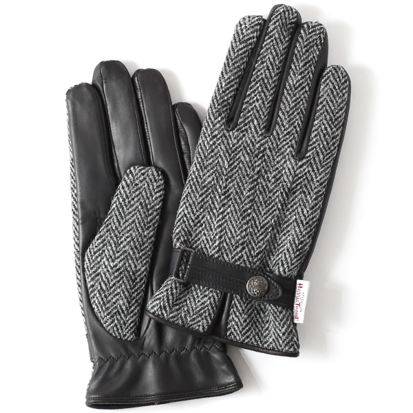 KURODA(クロダ) ハリスツイード 羊革 メンズ 手袋 グレー/ヘリンボーン