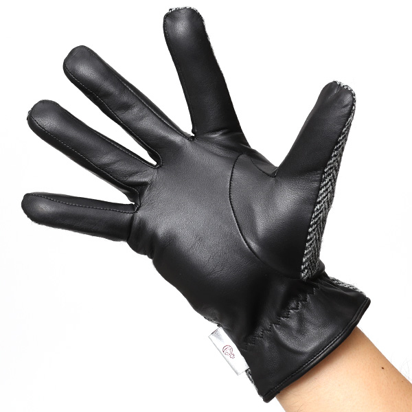  ハリスツイード(Harris Tweed) 日本製 手袋 メンズ 本革 レザー スマートフォン対応 スマホ グレー グレイ 灰色 ウール 手袋 グローブ タッチパネル 操作可能 プレゼント クリスマス ギフト ブランド化粧箱付き KURODA(クロダ)