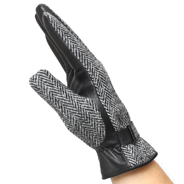  ハリスツイード(Harris Tweed) 日本製 手袋 メンズ 本革 レザー スマートフォン対応 スマホ グレー グレイ 灰色 ウール 手袋 グローブ タッチパネル 操作可能 プレゼント クリスマス ギフト ブランド化粧箱付き KURODA(クロダ)
